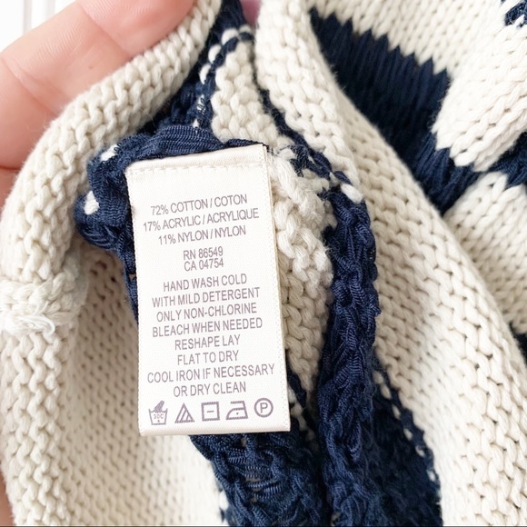 Tommy Bahama Womens Small Tan Blue Striped Cable Knit Sweater - Picture 5 of 5